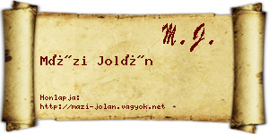 Mázi Jolán névjegykártya